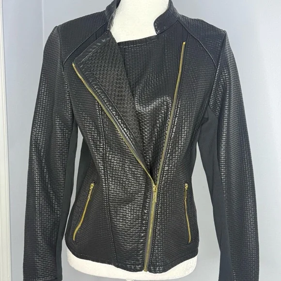 Calvin Klein Black Textured Leather Jacket - Picture 7 of 8
